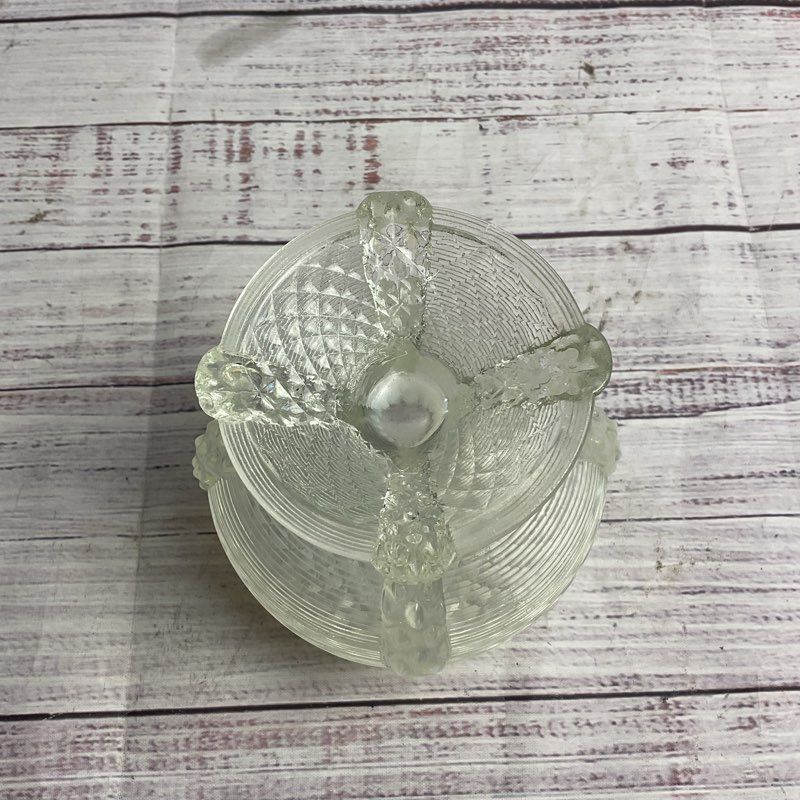 Vintage Opalescent Button & Panel Primrose Ruffle Edge 4" Glass Bowl Vase