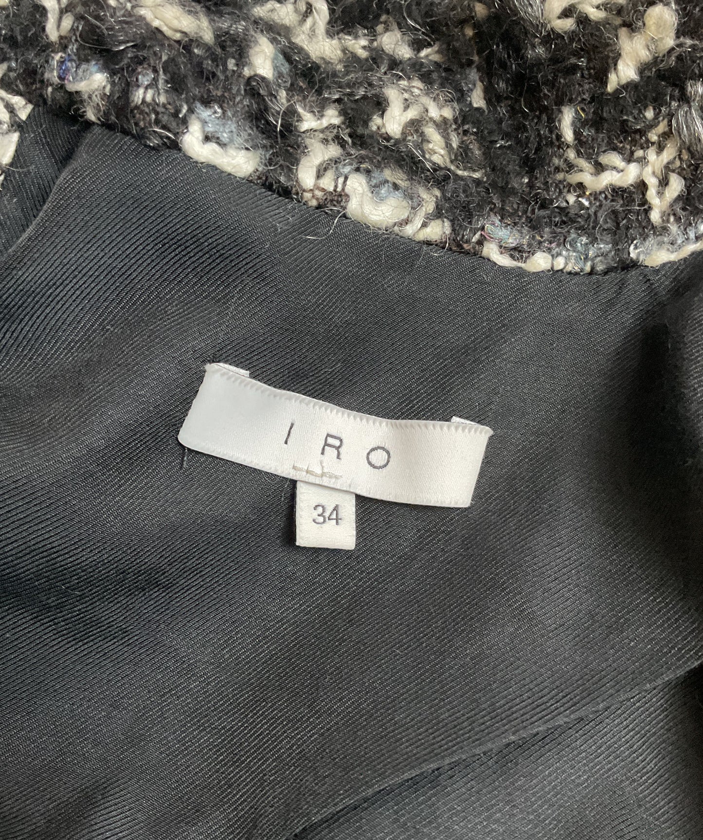 IRO Black and White Tweed One-Button Coat Women's - Size 34