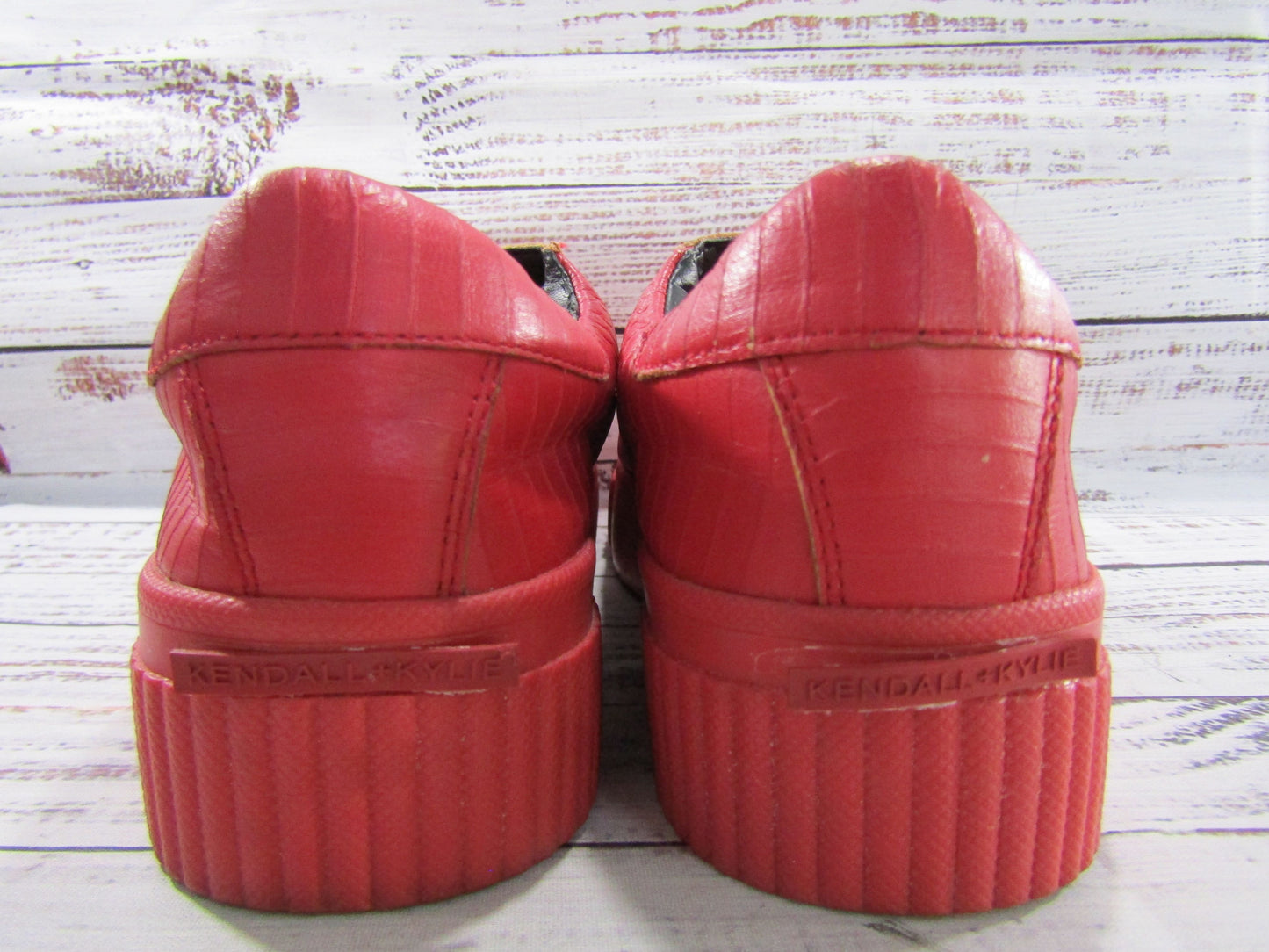 Kendall + Kylie Reese Women's Red Embossed Leather Platform Sneakers Size 7