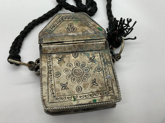 VTG./ANTIQUE Silver Tone Quran, Amulet Box, Hirz, Talisman Box- 3.25" x 2.25"