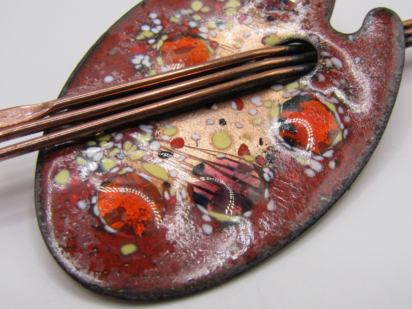 Vintage Matisse Renoir Copper Enamel Painters Pallet Brooch Pin
