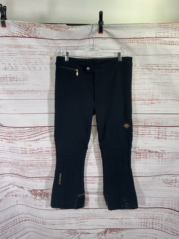 VTG Descente Ski Pants Padded Men's 38R Made In Japan Black Retro Flare Leg