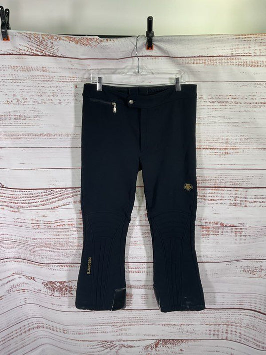 VTG Descente Ski Pants Padded Men's 38R Made In Japan Black Retro Flare Leg