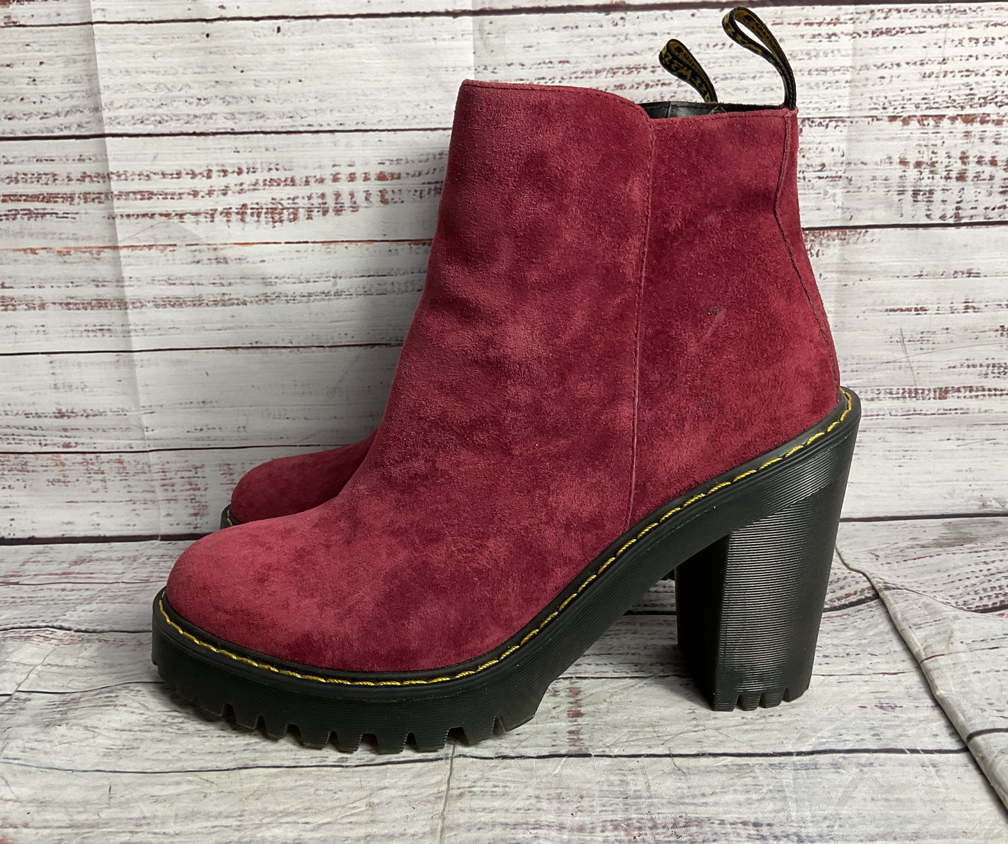 Dr. Martens Magdalena Kendra Suede Leather 4" Platform Boots Cherry 9