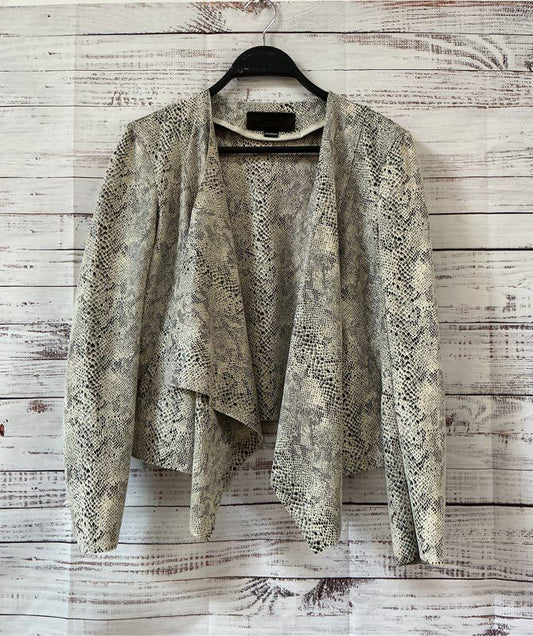 Women's Blanknyc Beige/Black Snakeskin Print Open Front Jacket Size XS