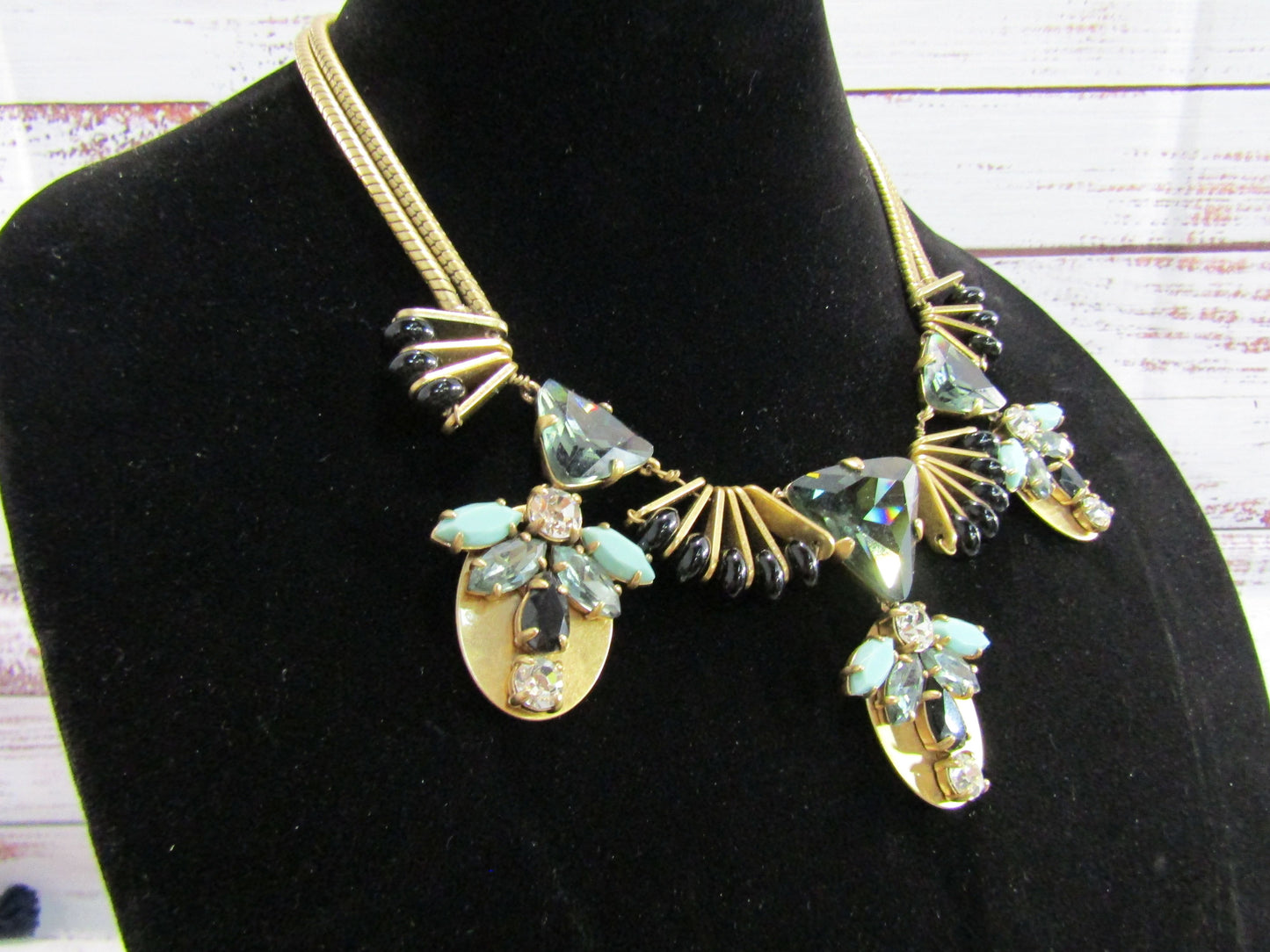 J. Crew Fanned Resin Rhinestone Statement Pendant Necklace