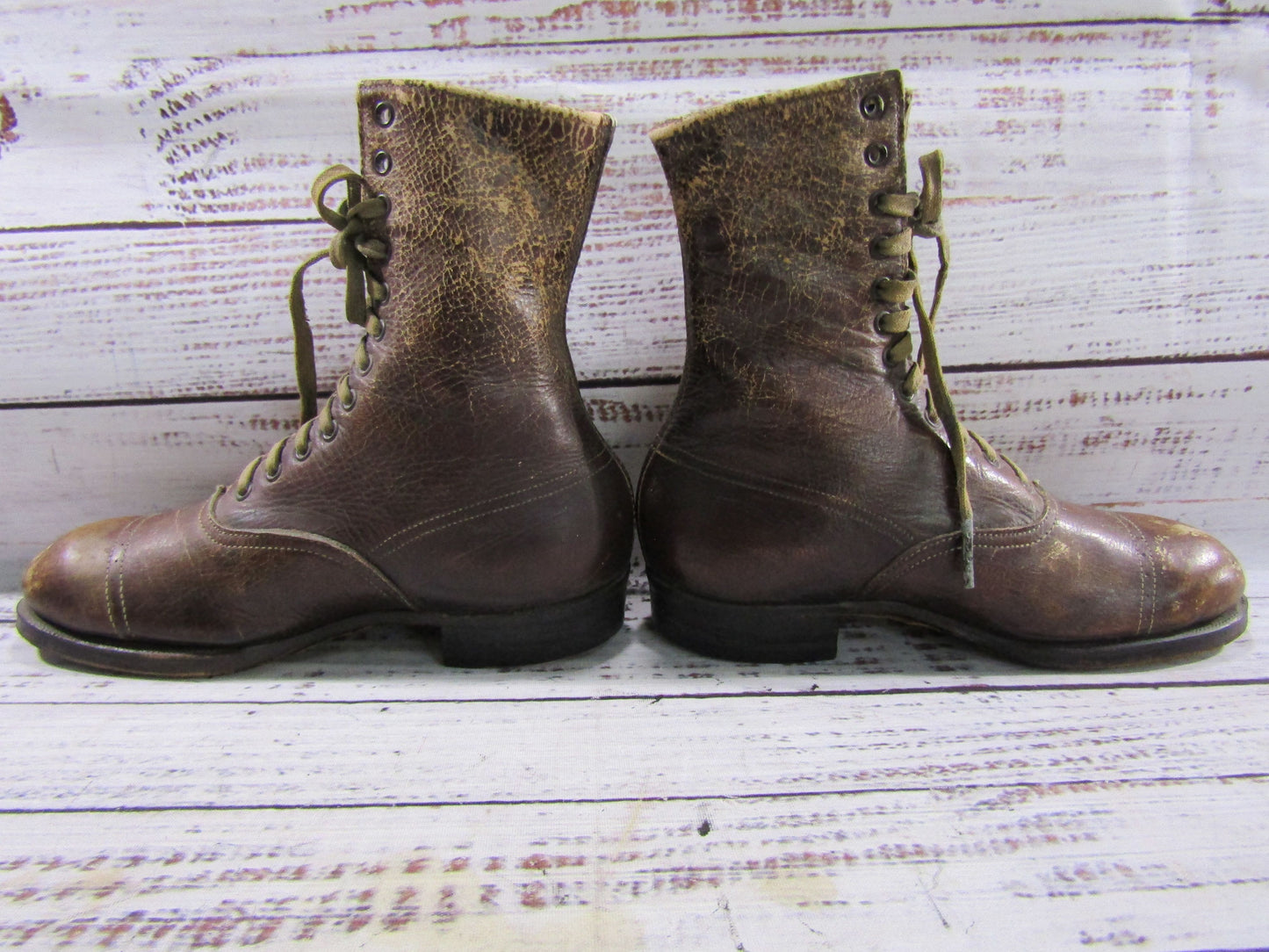 Antique Friedman Shelby Boys Brown Leather Boots UNKNOWN SIZE