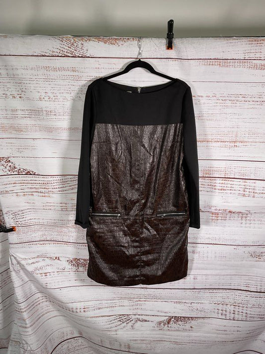 Maggy London Faux Leather Snakeskin Shift Dress Size 14 Women's