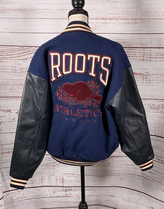 Roots Canada Wool Blend Varsity Jacket Blue S