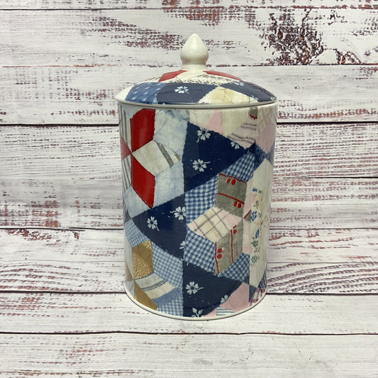 Ralph Lauren Wedgewood Patchwork Jar Canister 4.5" Diameter 8" Tall