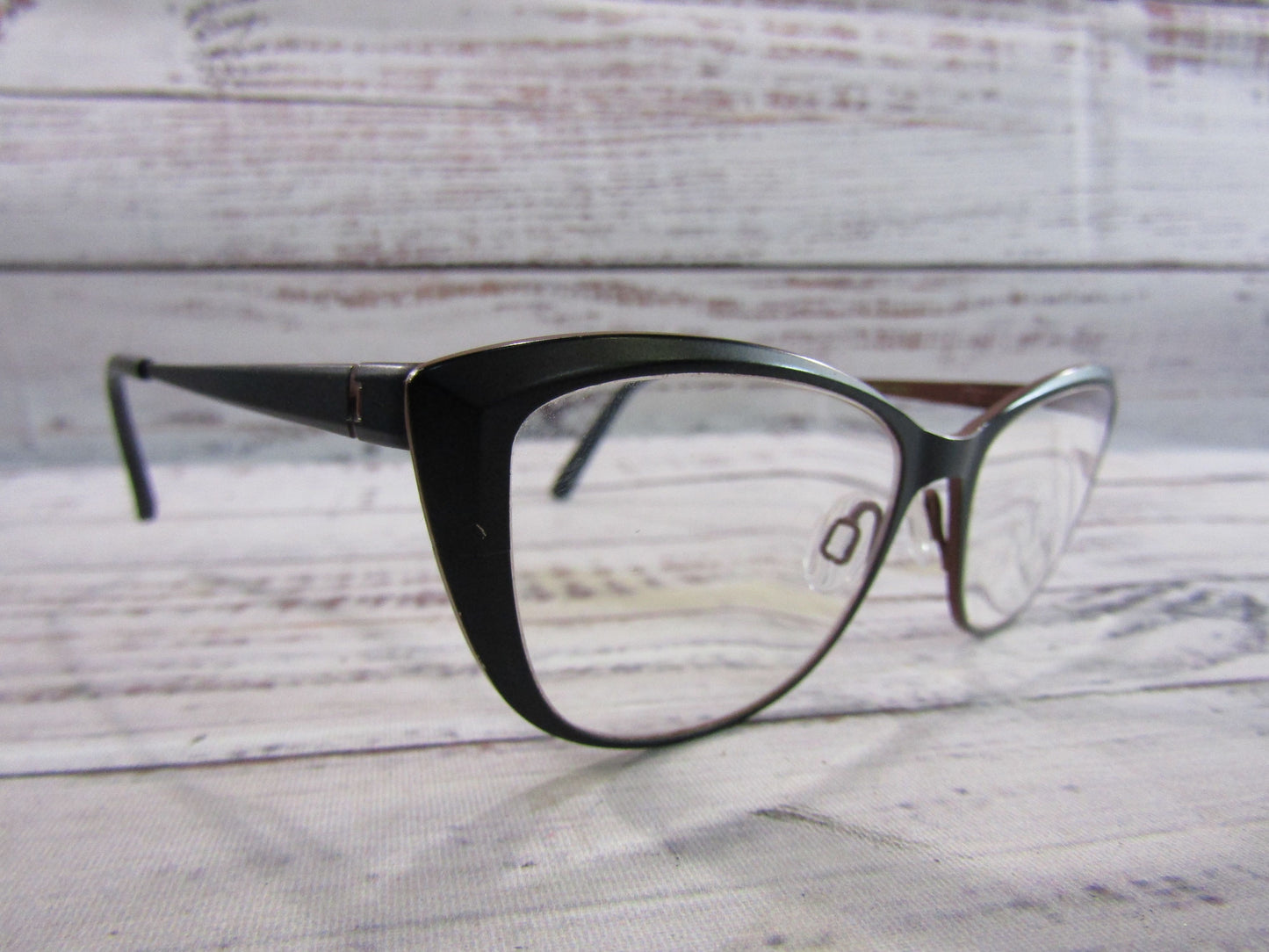Bevel 3mm Above Women's Black Cat Eye Eyeglasses Frame Made in Japan