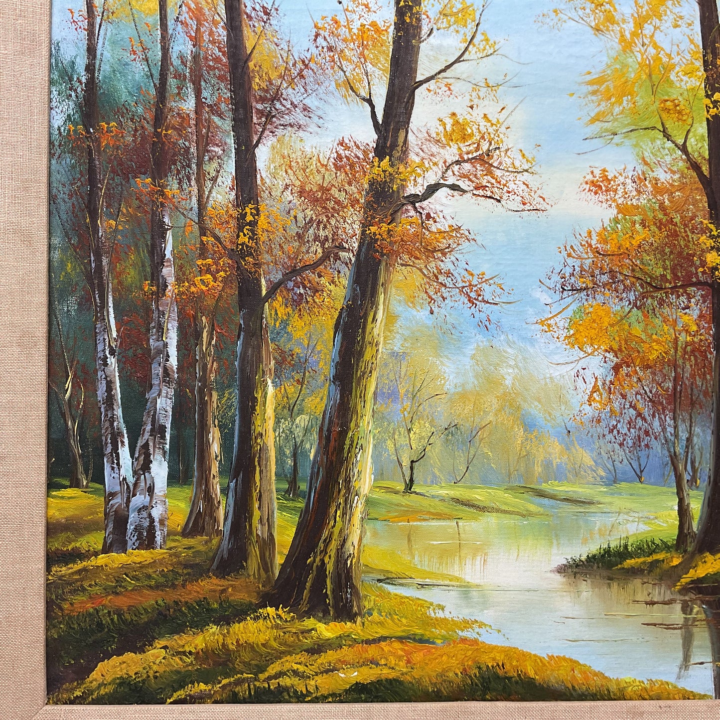 Spring Forest Nature River Scene Oil on canvas Painting