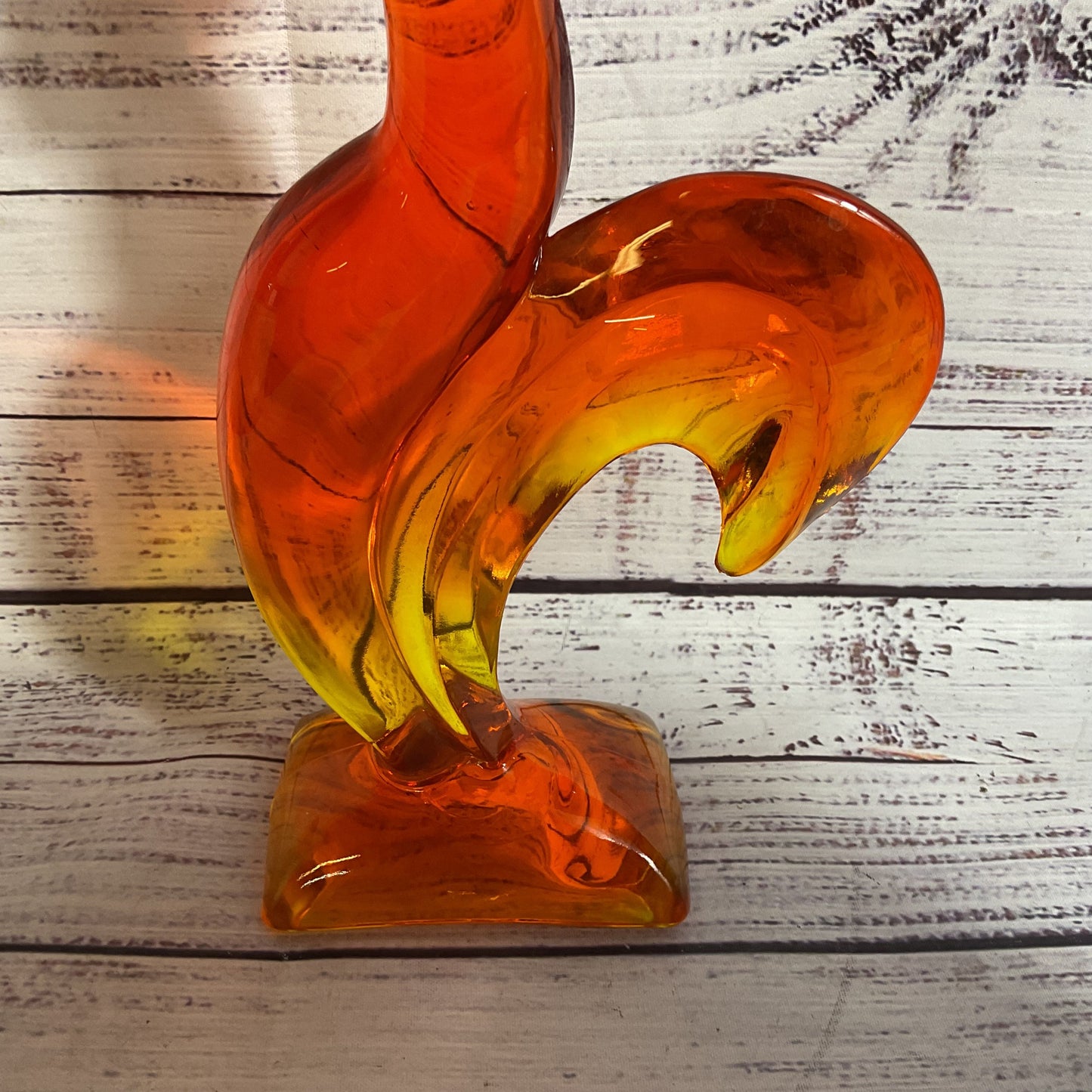 VTG. MCM VIKING? Glass Orange/Yellow Ombre Kellogg Rooster- 10"