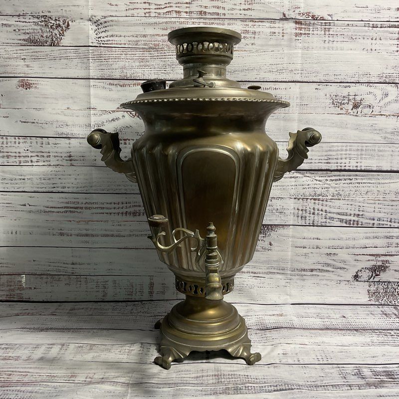 Antique Russian Brass Samovar Tea Urn By M.A. Zubov
