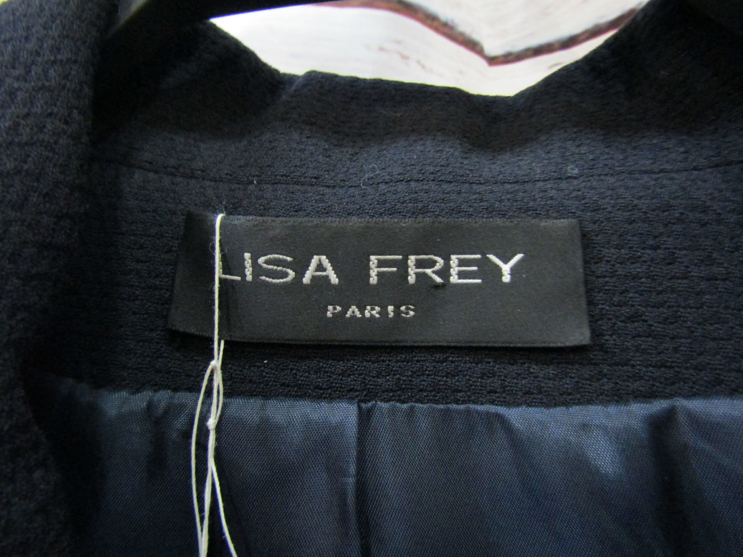 Lisa Frey Women's Navy Blue Button Down Wool Jacket Size 40 Made in France