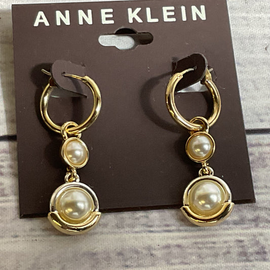 NEW ANNE KLEIN Gold Tone Faux Pearl Dangle Earrings-1.5"