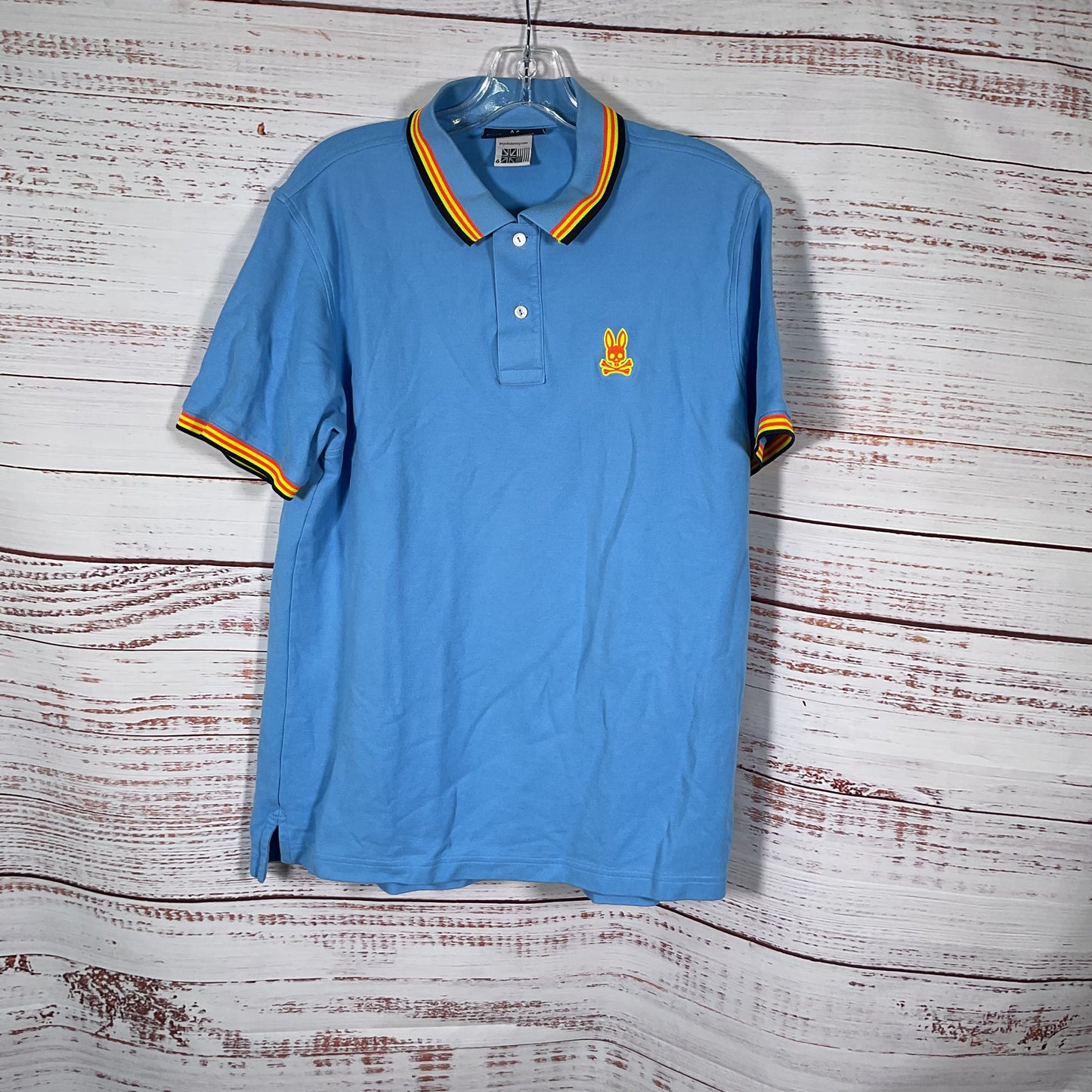 Psycho Bunny Light Blue Pique Polo Shirt - Size 6-L