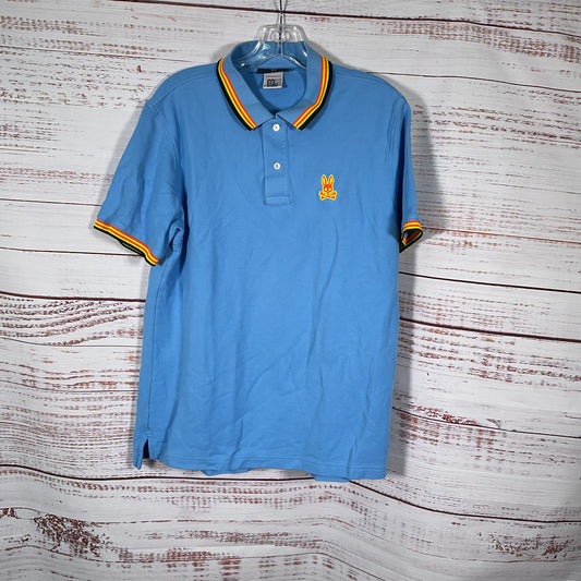 Psycho Bunny Light Blue Pique Polo Shirt - Size 6-L