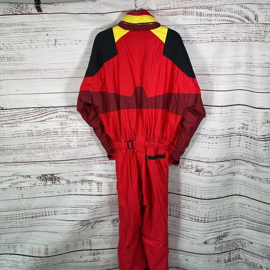 VTG. Nevica The N Line Red & Yellow Ski Suit Recco System Jumpsuit - Size 42