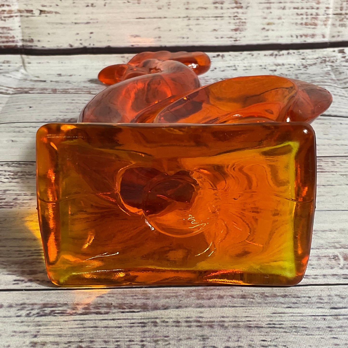 VTG. MCM VIKING? Glass Orange/Yellow Ombre Kellogg Rooster- 10"