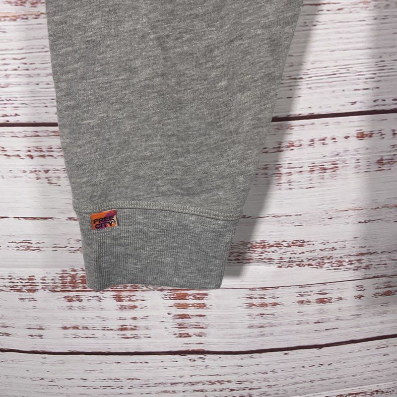 NWT Free City Heather Gray Multi Stripe Cropped Jogger Sweat Pants - Size 3/L