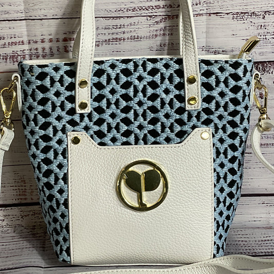 PERSAMAN New York Blue & White Emberoidered Shoulder Bag