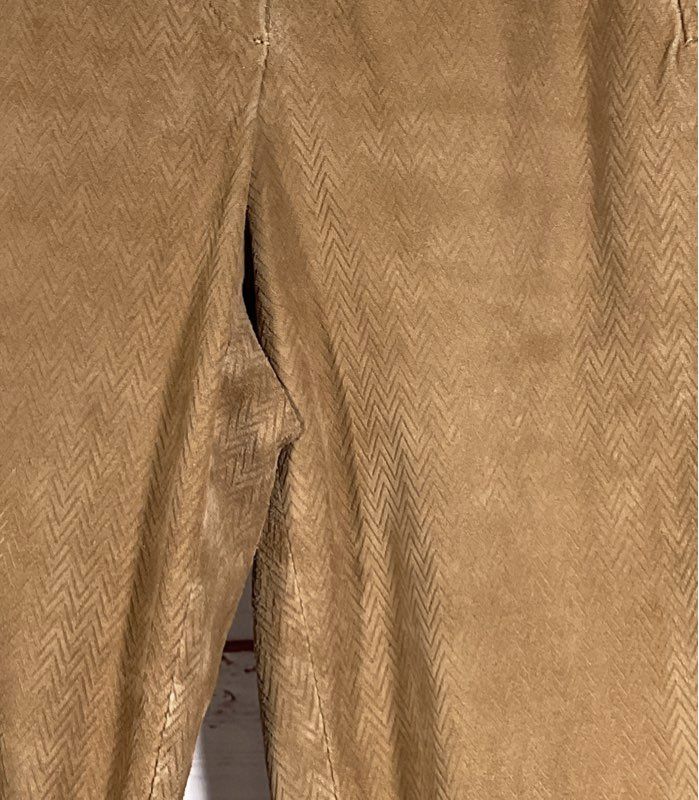 Armani Collezioni Calf Leather Suede Chevron Pants Tan 40