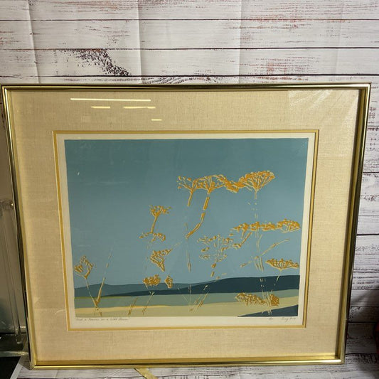 Signed VTG. LUCY FINE Silkscreen Art "And A Heaven In A Wild Flower" Print