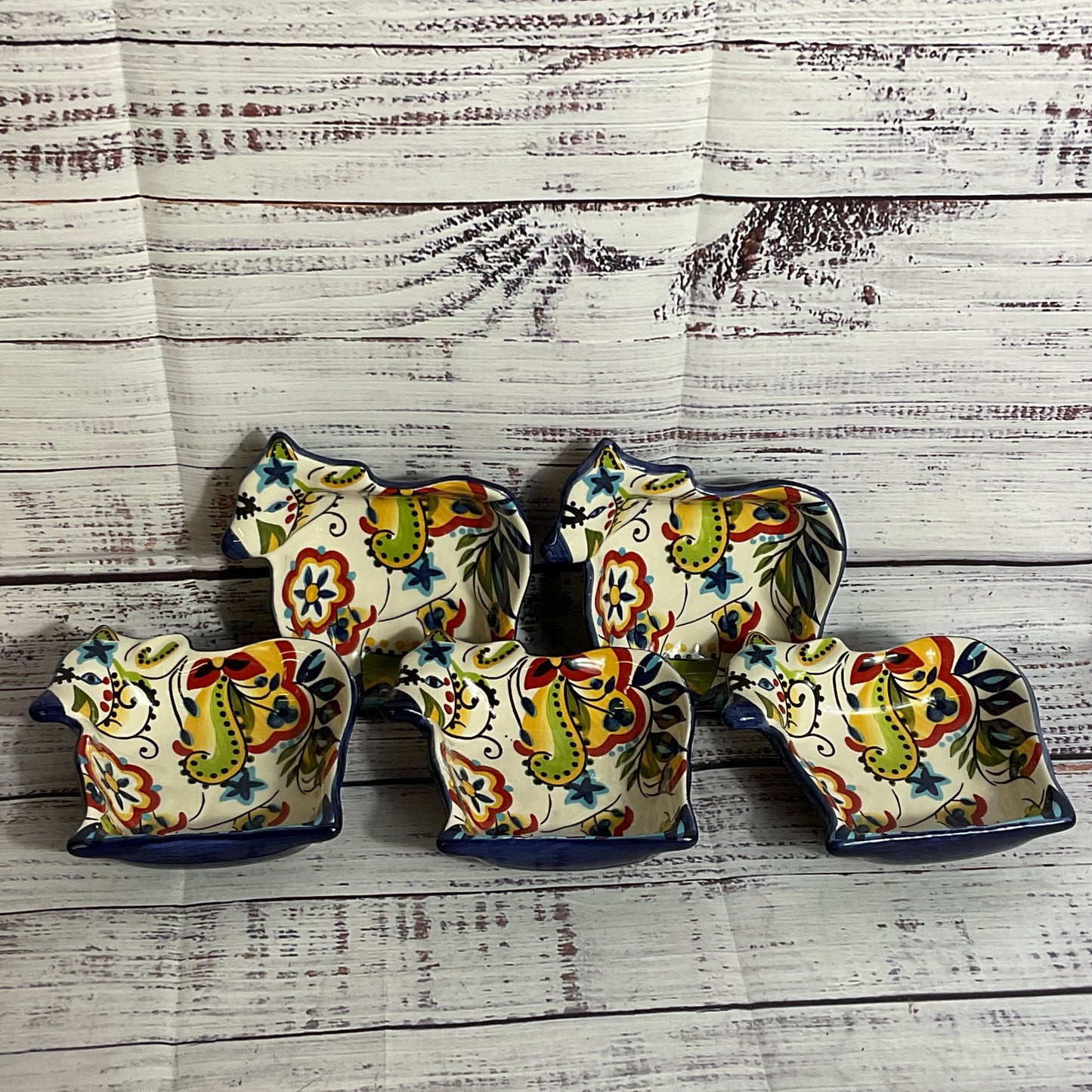 Set of 5 ESPANIA Lifestyle Bocca Cow Sauce/Condiment Dishes- 4" x 4.25"