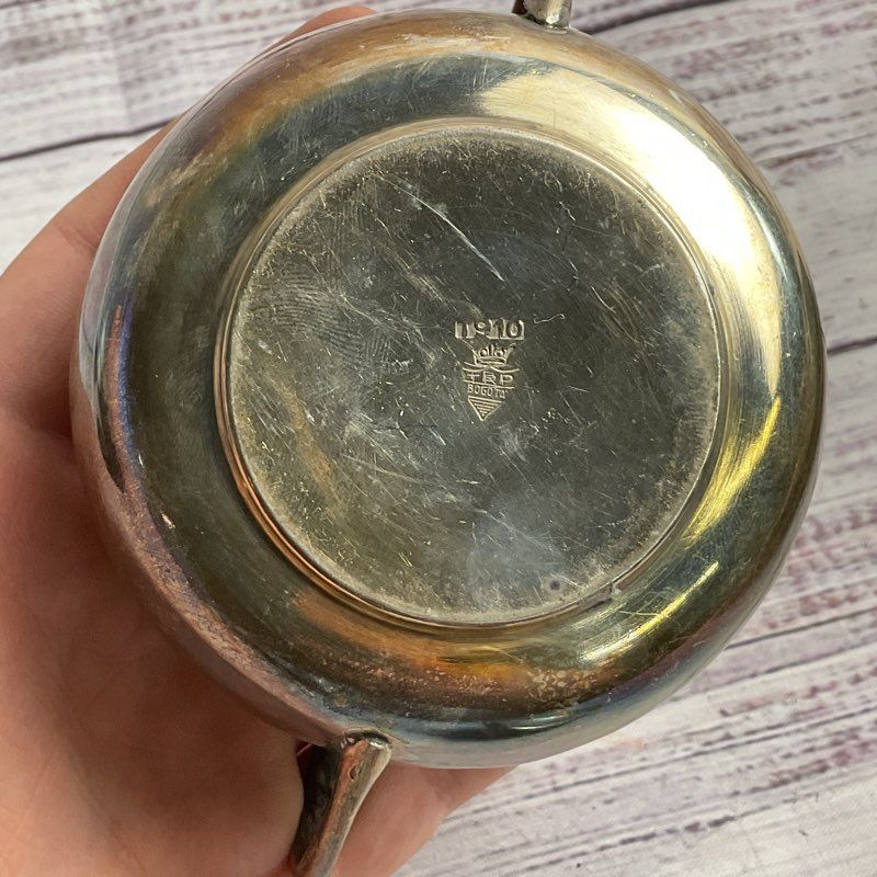 Antique TRP Bogota .900 Colombian Coin Silver Sugar Pot W/ Lid 134 Grams