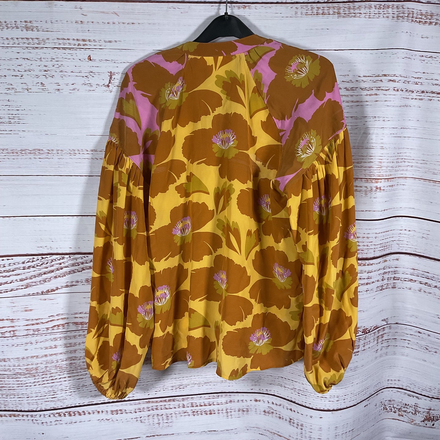 Maeve Anthropologie Floral Print Tie Neck Silk Blouse Top - Size Medium