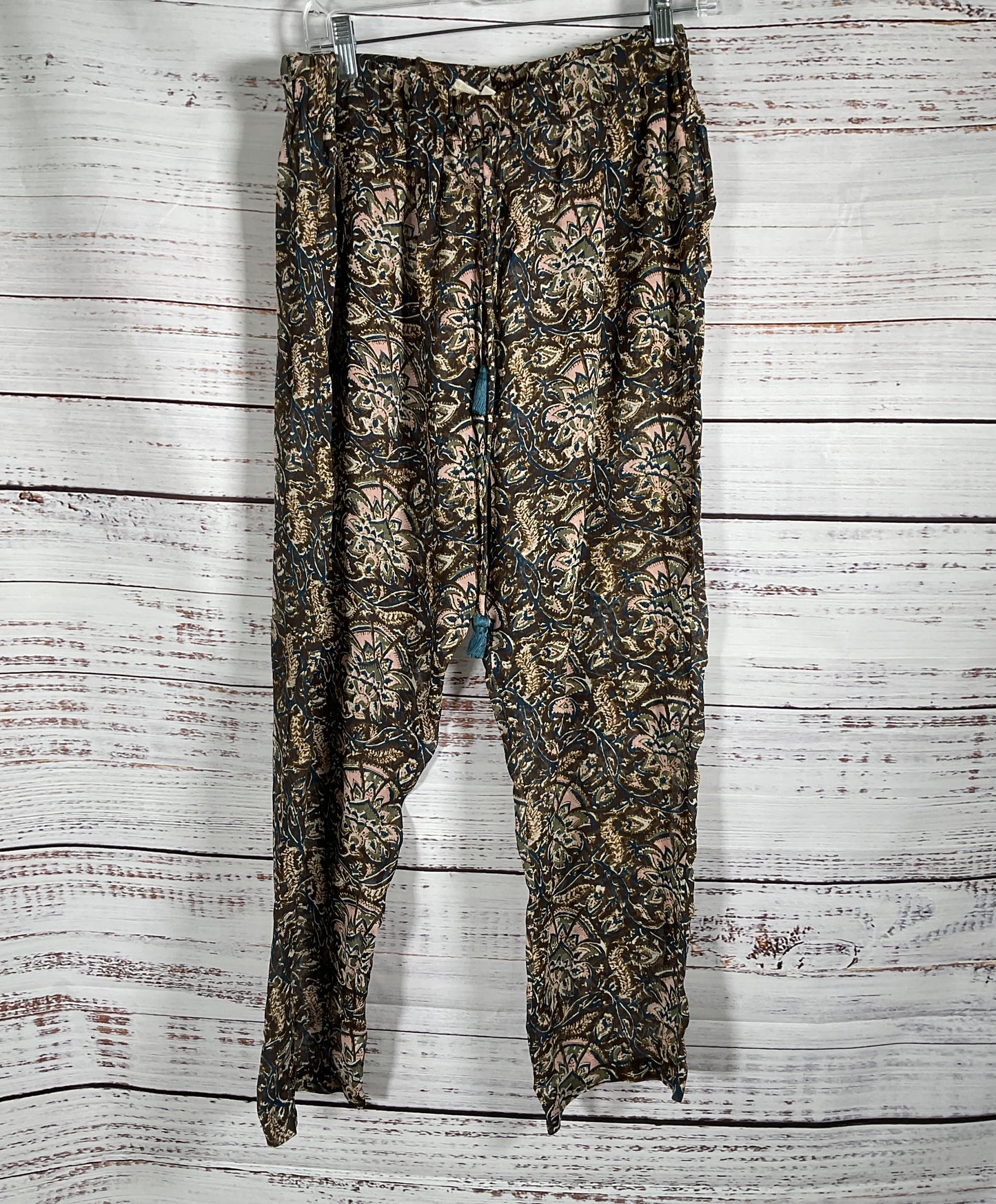 Figue Silk Sheer Print Drawstring Pants Multicolor L