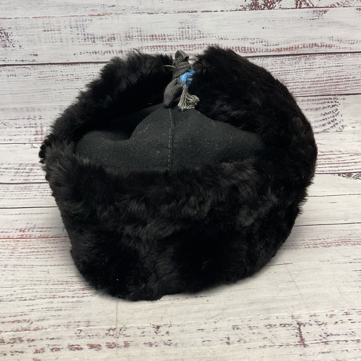 USSR Soviet Navy Black Faux Fur Ushanka Hat
