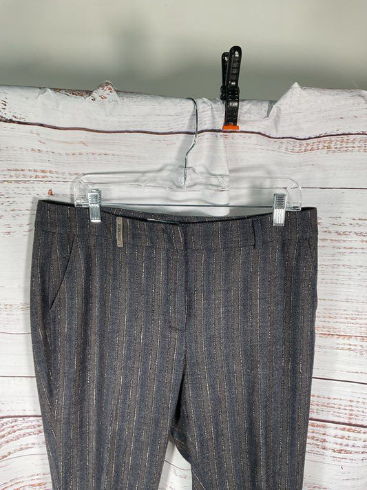 Peserico Women's Wool Blend Trouser Pants Striped Blue and Gray Size 48 Italy