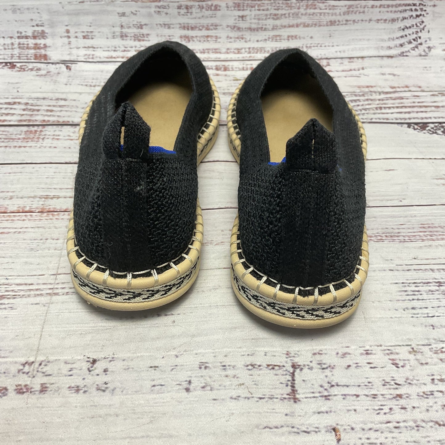 Rothy’s Boardwalk Black Stripe Knit Espadrille Fats Loafers Shoe Women Size 8
