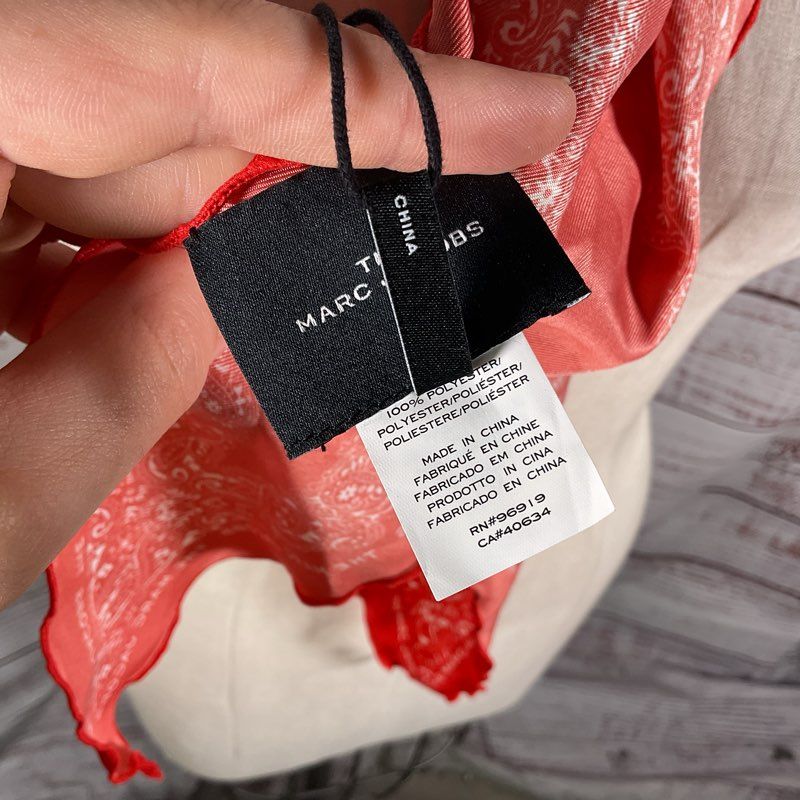 The Marc Jacobs Red Paisley Logo Bandana Scarf - One Size