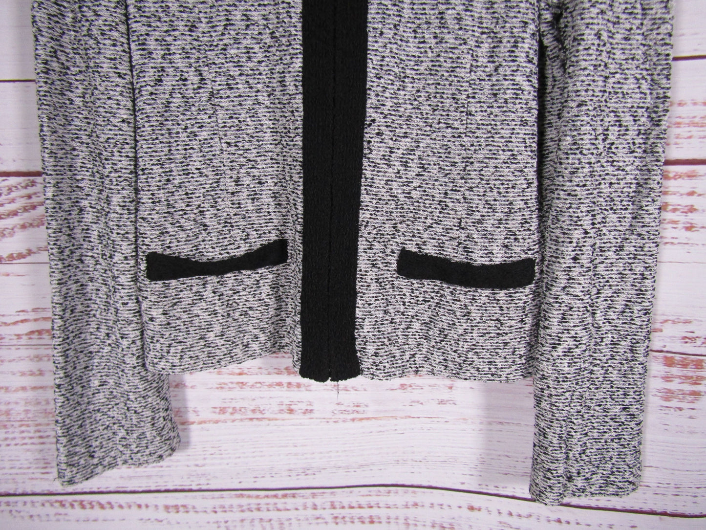 St. John Women's Black & White Full Zip Tweed Blazer Jacket Size 12