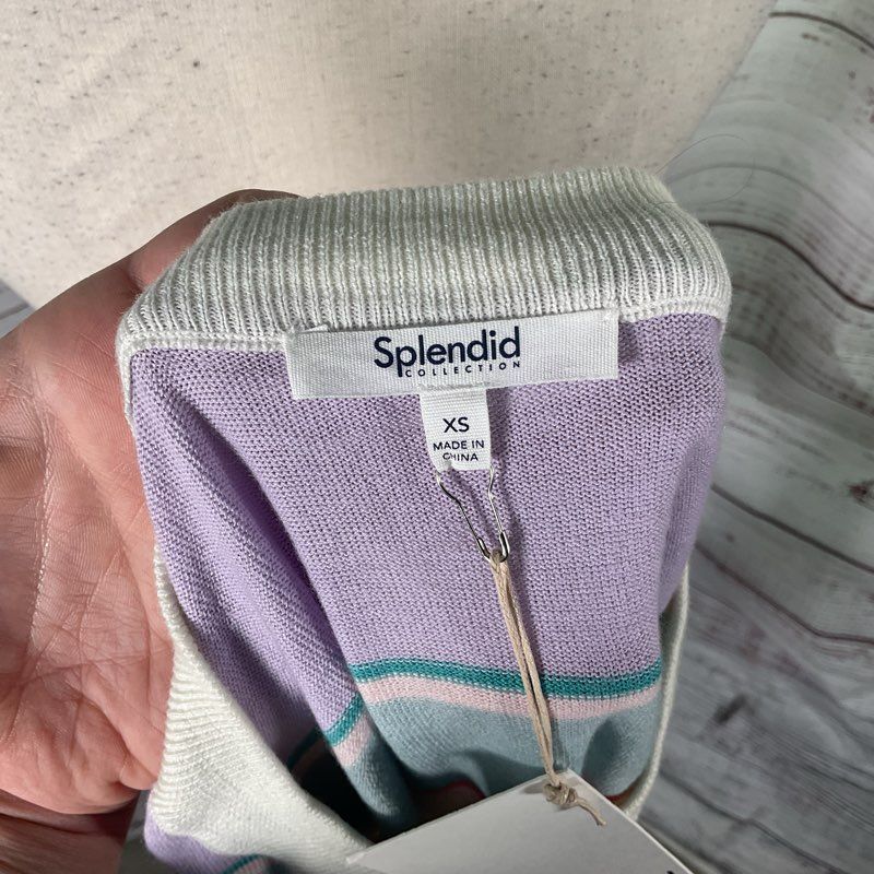 Splendid Collection Multicolor Striped Cotton Blend Crewneck Sweater - Size XS