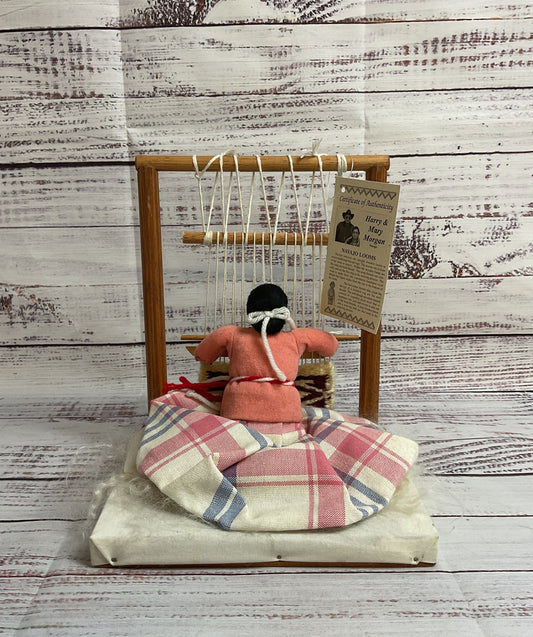 Harry And Mary Morgan Traditional Navajo Loom Weaver Female and Baby Figurine