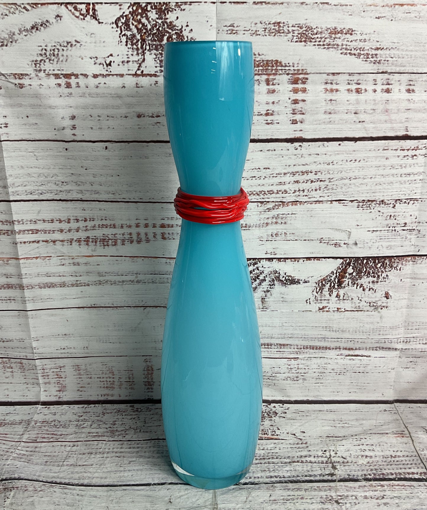 Rony Plesl B.A.G. Czech Republic 13" Art Glass Vase Turquoise