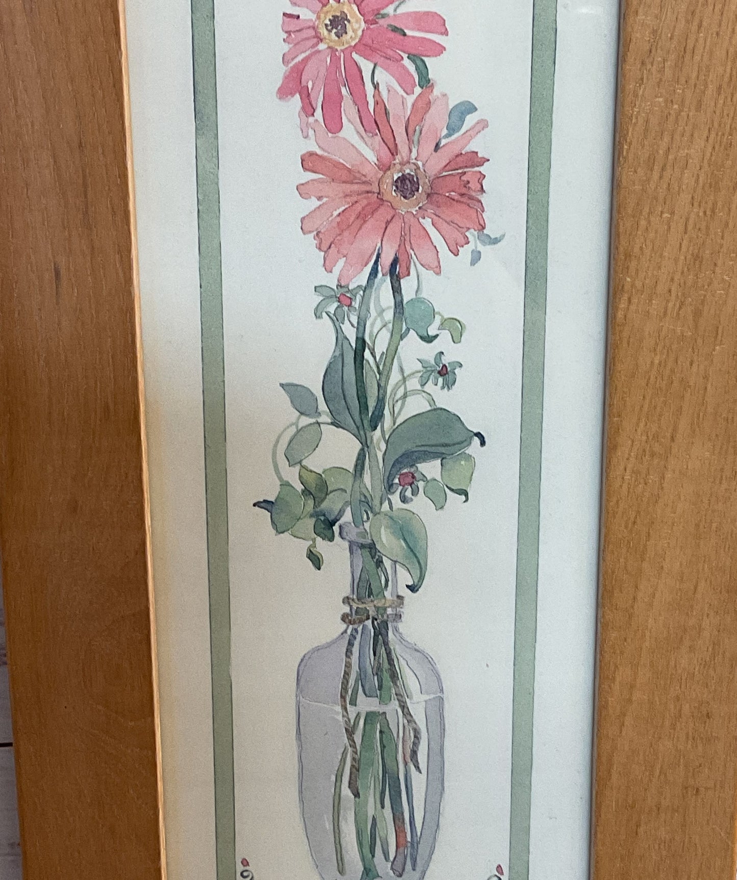 Cosmos & Gerbera Flowers in Jars Framed Print Signed by Sarah Malin