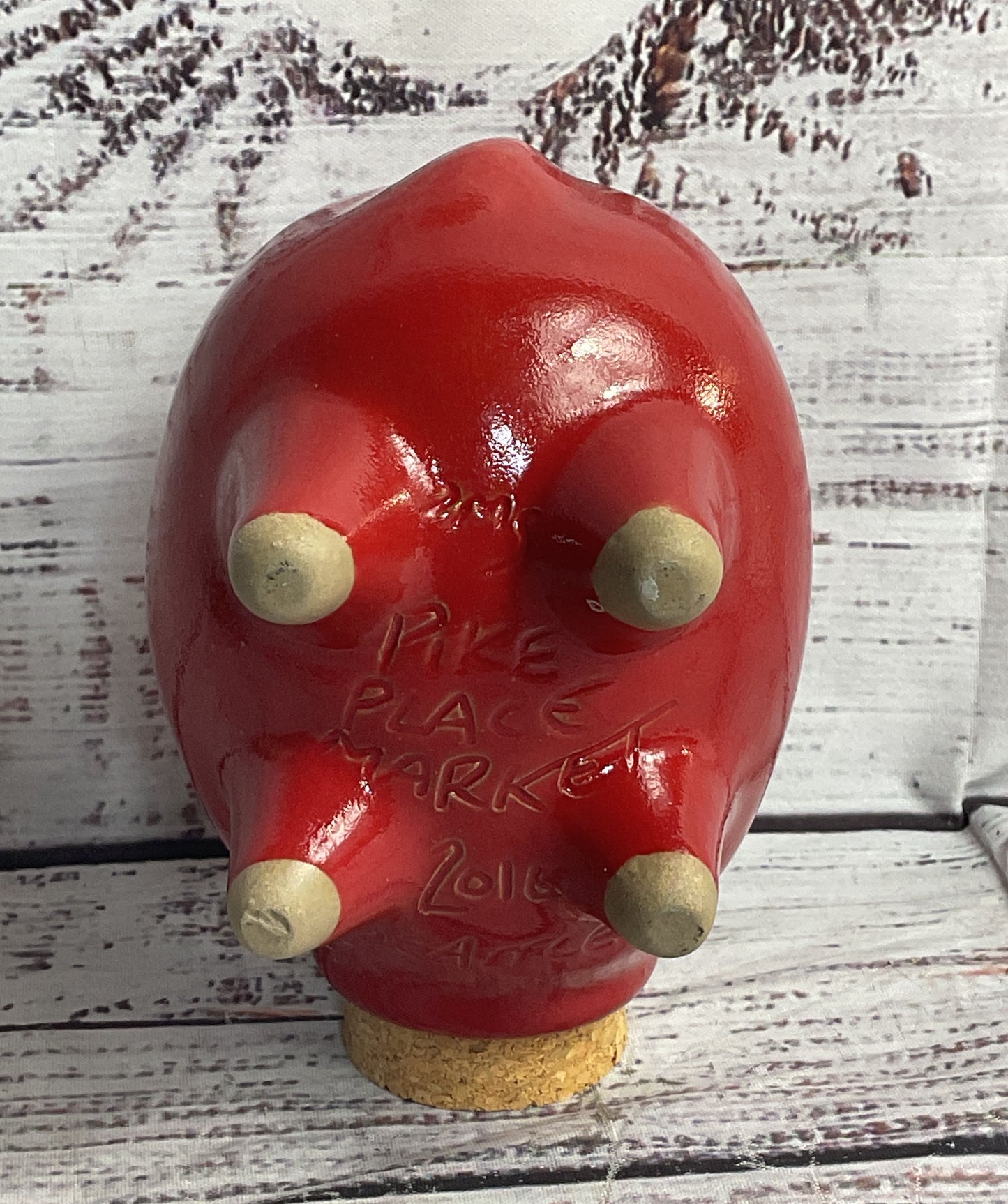 Pike Place Market Small Piggy Bank Red