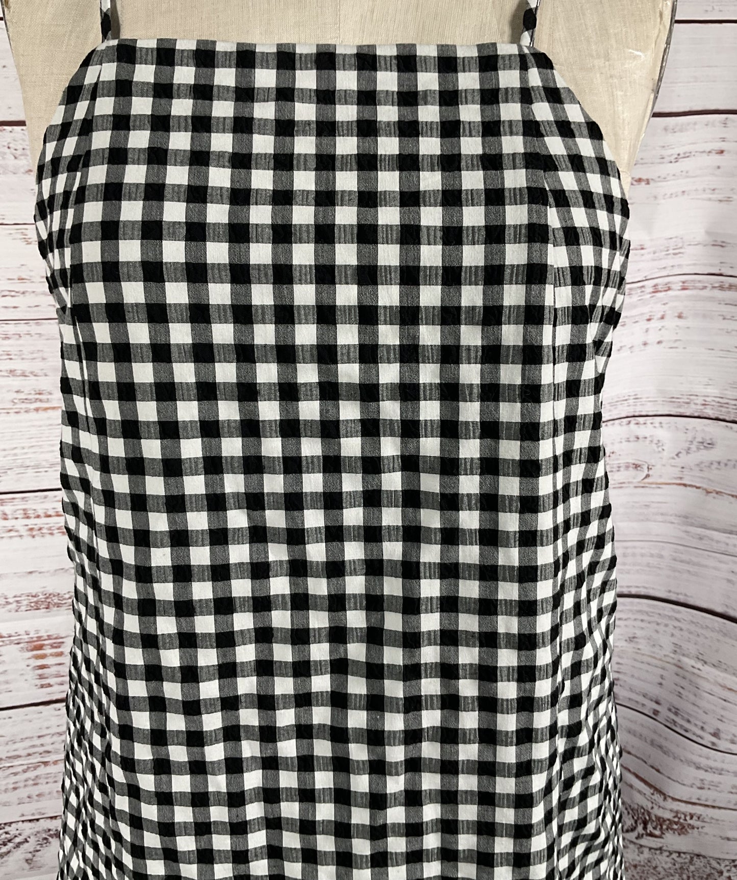 Anthropologie Apron Style Gingham Mini Dress Black White M