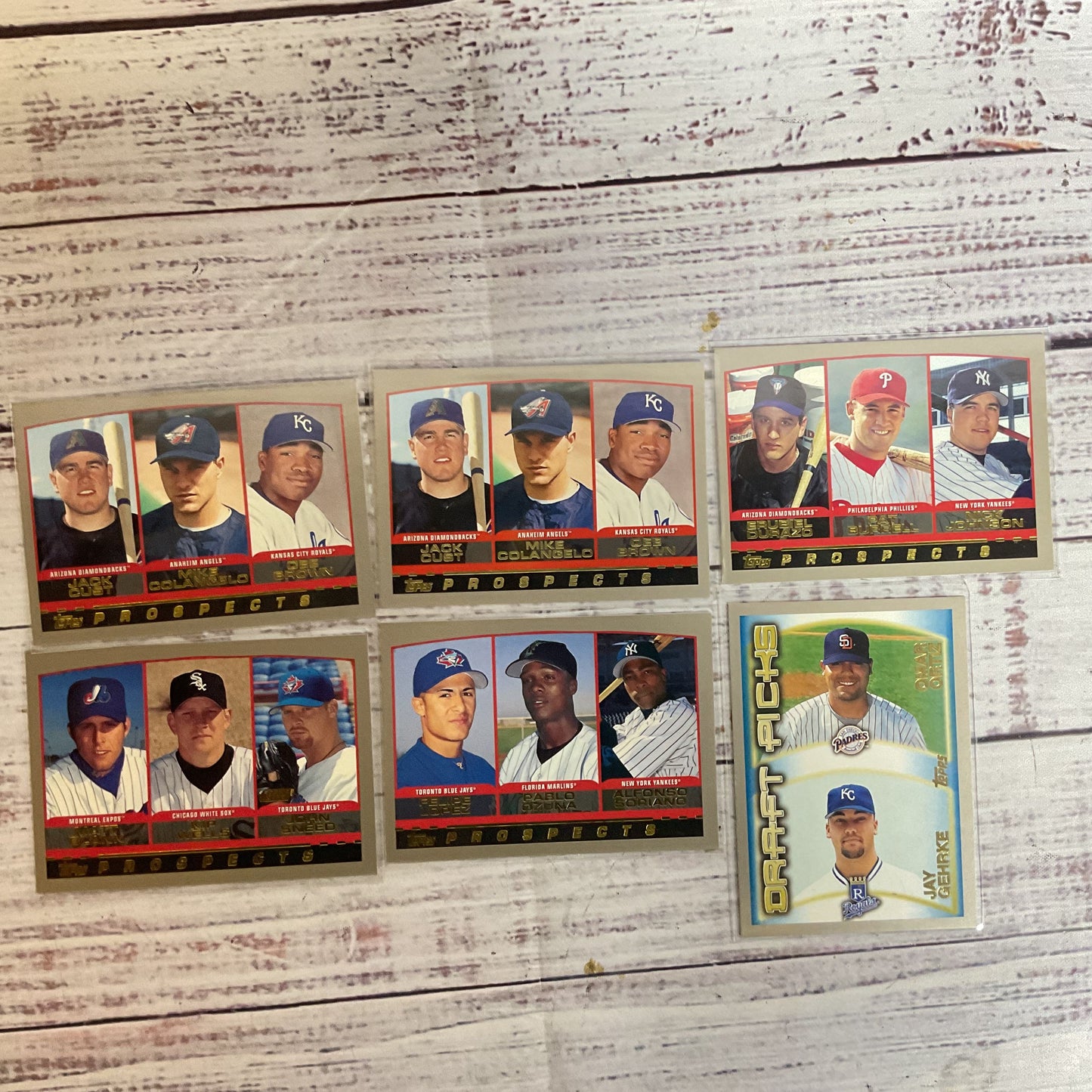 Set of 6 TOPPS 1999 Draft Pick and Prospects Baseball Cards