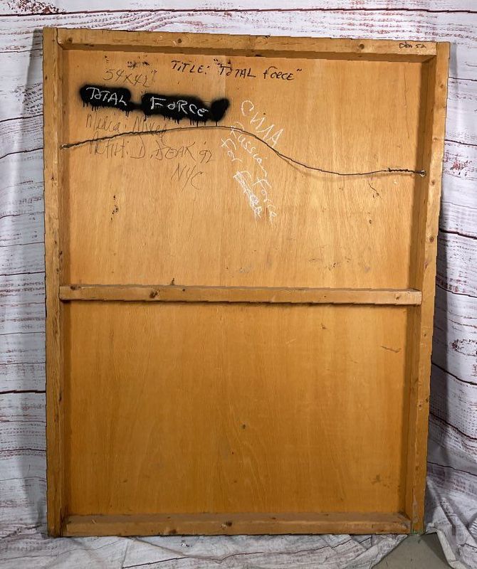 David Deak Original Total Force 1992 Mixed Media Wood 54 x 42Canvas Art