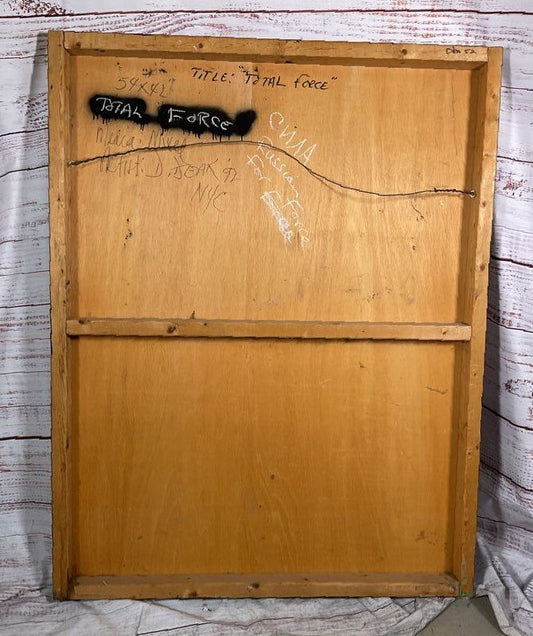 David Deak Original Total Force 1992 Mixed Media Wood 54 x 42Canvas Art