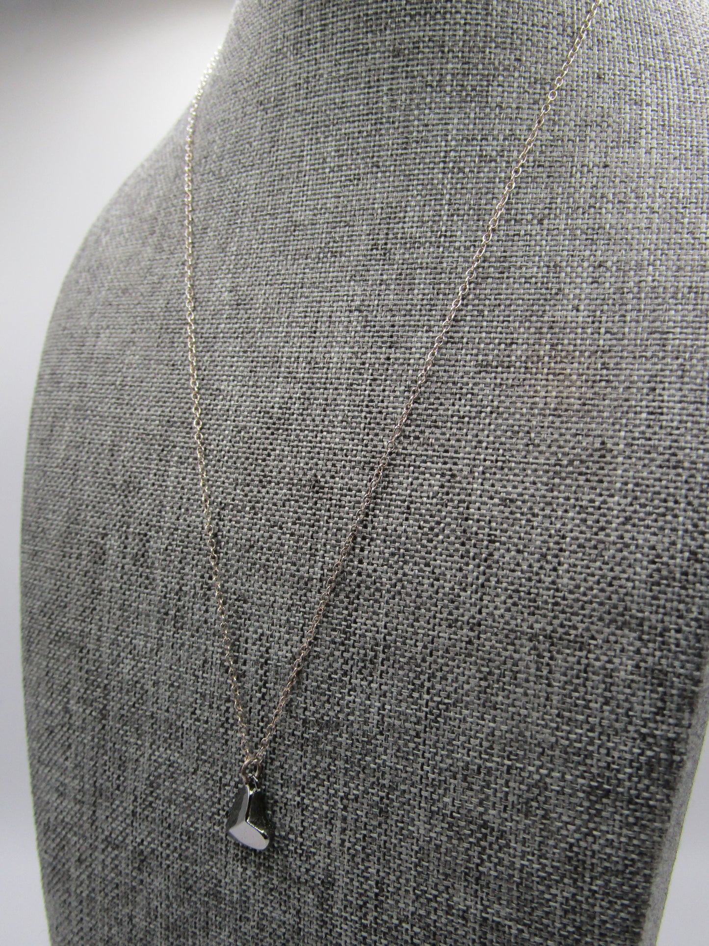Delicate Sterling Silver Hematite Heart Pendant Necklace