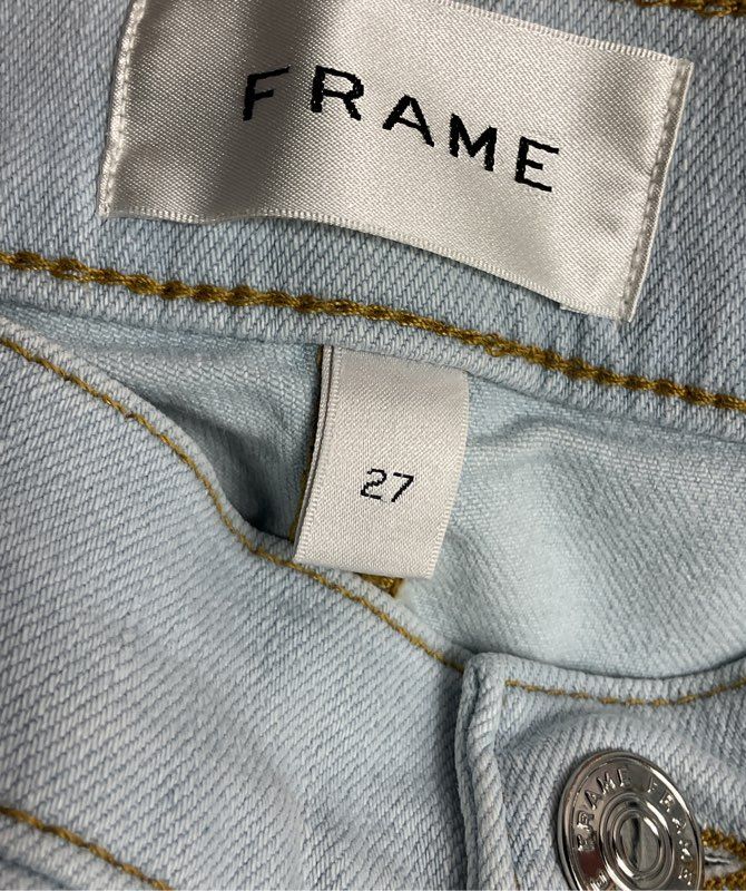 Frame The Icon Raw Hem Flare Jeans Blue 27