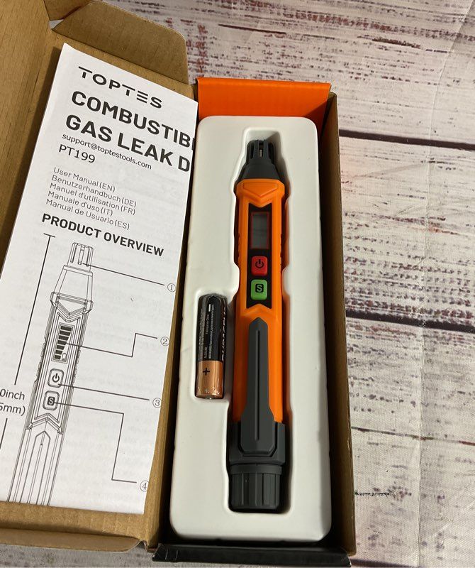TopTes PT199 Gas Leak Detector Natural Gas Detector Audible Gas Sniffer