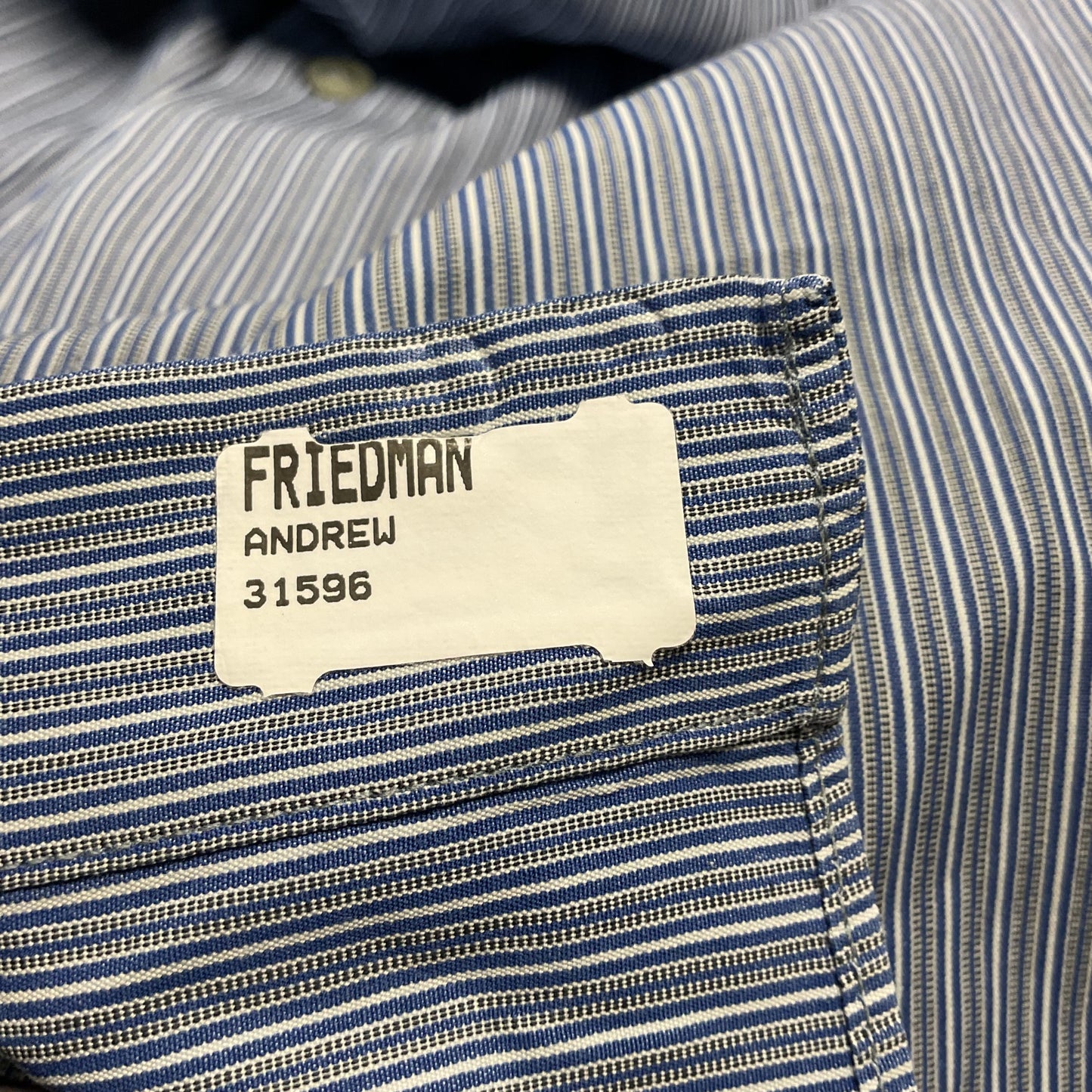 Armani Collezioni Blue White Stripe Button Up Long Sleeve Dress Shirt 16.5 42 R